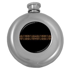 Luxury Ornate Minimal Style Dark Print Round Hip Flask (5 Oz) by dflcprintsclothing