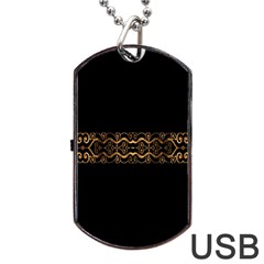 Luxury Ornate Minimal Style Dark Print Dog Tag USB Flash (One Side)