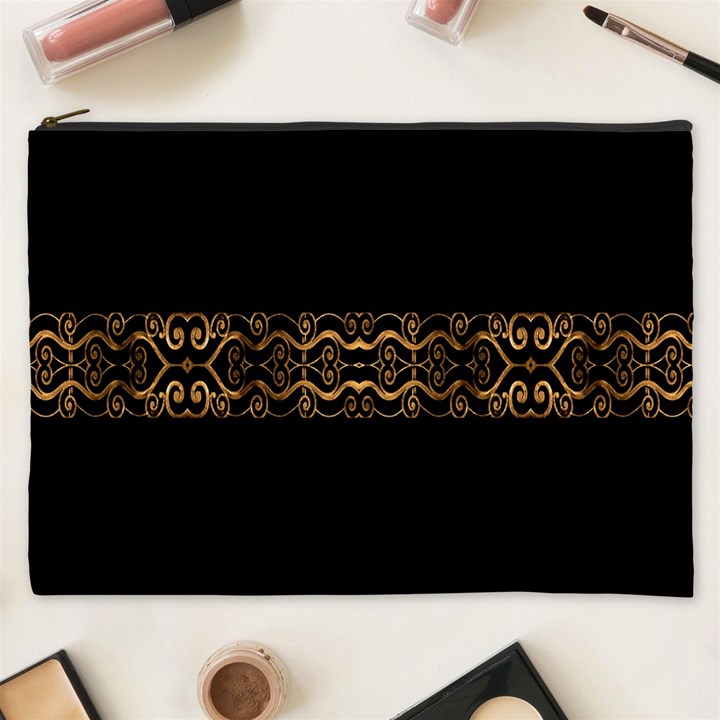 Luxury Ornate Minimal Style Dark Print Cosmetic Bag (XXXL)