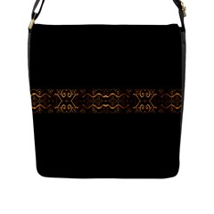 Luxury Ornate Minimal Style Dark Print Flap Closure Messenger Bag (l)