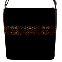 Luxury Ornate Minimal Style Dark Print Flap Closure Messenger Bag (S)