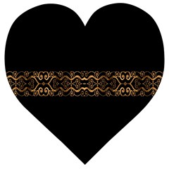 Luxury Ornate Minimal Style Dark Print Wooden Puzzle Heart