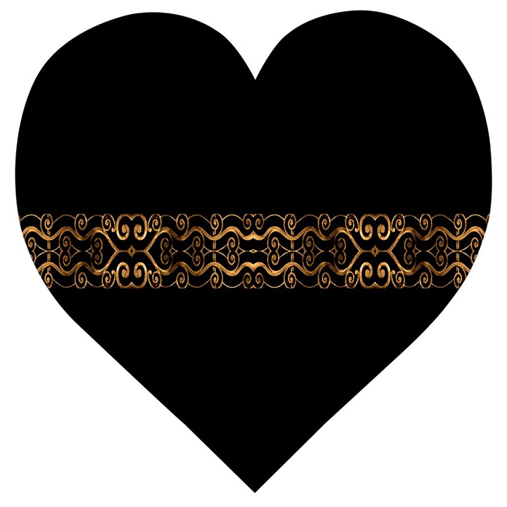 Luxury Ornate Minimal Style Dark Print Wooden Puzzle Heart