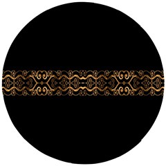 Luxury Ornate Minimal Style Dark Print Wooden Puzzle Round