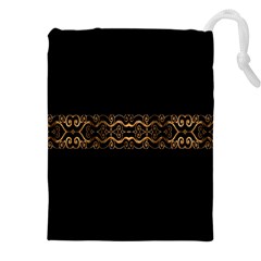 Luxury Ornate Minimal Style Dark Print Drawstring Pouch (4xl) by dflcprintsclothing