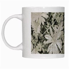 Pale Tropical Floral Print Pattern White Mugs