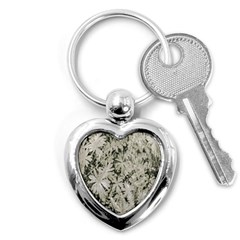 Pale Tropical Floral Print Pattern Key Chain (heart)