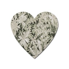 Pale Tropical Floral Print Pattern Heart Magnet by dflcprintsclothing