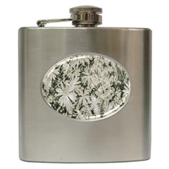 Pale Tropical Floral Print Pattern Hip Flask (6 Oz) by dflcprintsclothing