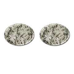 Pale Tropical Floral Print Pattern Cufflinks (oval)