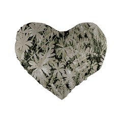 Pale Tropical Floral Print Pattern Standard 16  Premium Flano Heart Shape Cushions