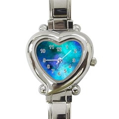 Blue Galaxy Heart Italian Charm Watch by Dazzleway