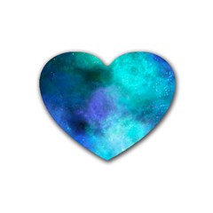 Blue Galaxy Rubber Coaster (heart)  by Dazzleway