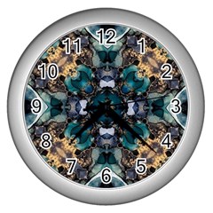 Teal And Gold Wall Clock (silver)