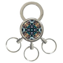 Teal And Gold 3-ring Key Chain by Dazzleway