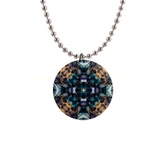 Teal And Gold 1  Button Necklace by Dazzleway