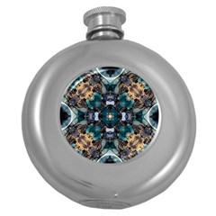 Teal And Gold Round Hip Flask (5 Oz) by Dazzleway