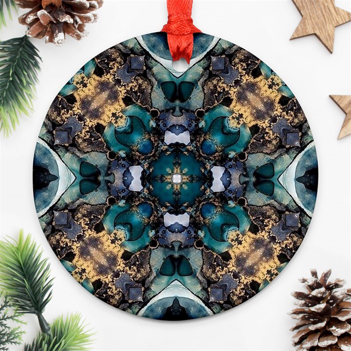 Teal and gold Round Ornament (Two Sides)