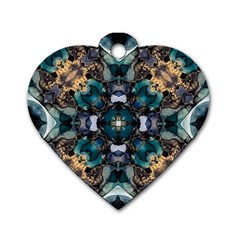 Teal And Gold Dog Tag Heart (two Sides) by Dazzleway