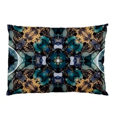 Teal And Gold Pillow Case (two Sides) by Dazzleway