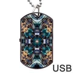 Teal And Gold Dog Tag Usb Flash (two Sides) by Dazzleway