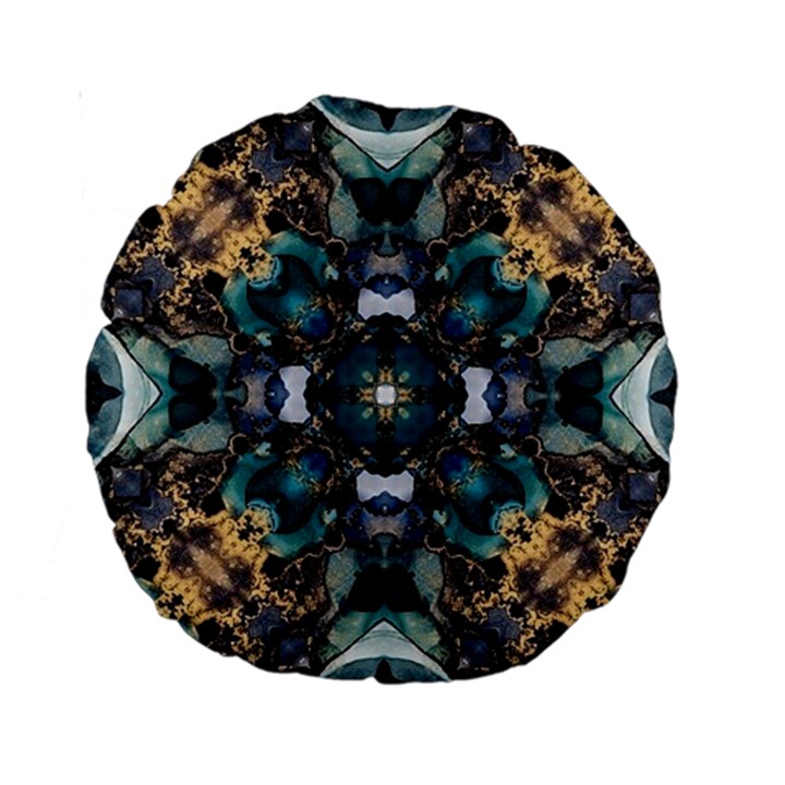 Teal and gold Standard 15  Premium Round Cushions