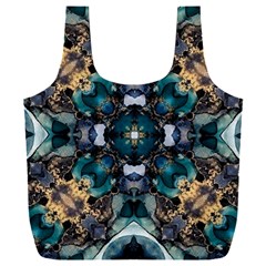 Teal And Gold Full Print Recycle Bag (xxxl) by Dazzleway