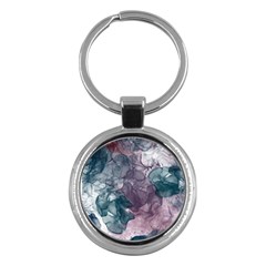 Teal And Purple Alcohol Ink Key Chain (round) by Dazzleway