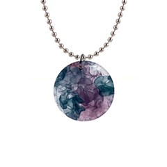 Teal And Purple Alcohol Ink 1  Button Necklace by Dazzleway