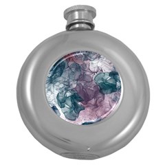 Teal And Purple Alcohol Ink Round Hip Flask (5 Oz) by Dazzleway