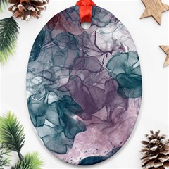 Teal And Purple Alcohol Ink Oval Ornament (two Sides) by Dazzleway