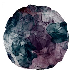 Teal And Purple Alcohol Ink Large 18  Premium Round Cushions by Dazzleway