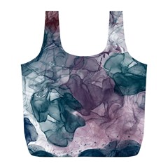 Teal And Purple Alcohol Ink Full Print Recycle Bag (l)