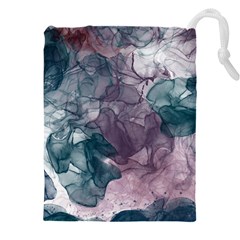 Teal And Purple Alcohol Ink Drawstring Pouch (5xl) by Dazzleway