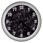 Pink gray Galaxy Wall Clock (Silver) Front