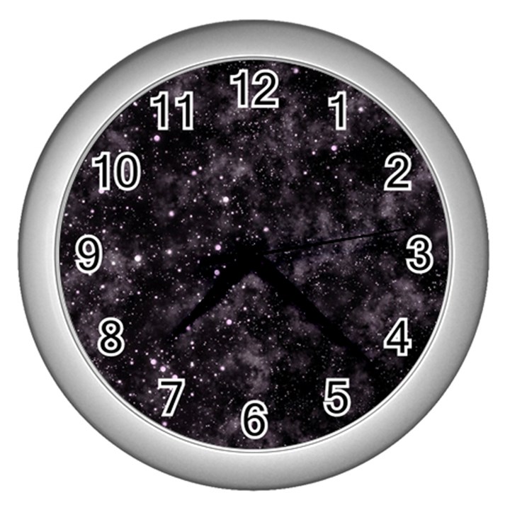 Pink gray Galaxy Wall Clock (Silver)