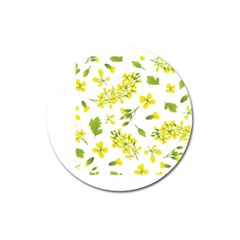 Yellow Flowers Magnet 3  (round) by designsbymallika