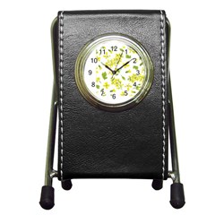 Yellow Flowers Pen Holder Desk Clock by designsbymallika