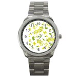 Yellow Flowers Sport Metal Watch Front