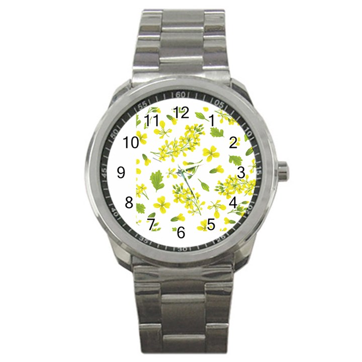 Yellow Flowers Sport Metal Watch