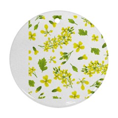 Yellow Flowers Round Ornament (two Sides) by designsbymallika