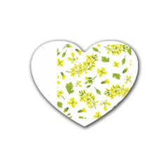 Yellow Flowers Rubber Coaster (heart)  by designsbymallika