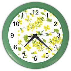 Yellow Flowers Color Wall Clock by designsbymallika