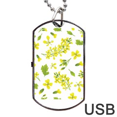 Yellow Flowers Dog Tag Usb Flash (one Side) by designsbymallika