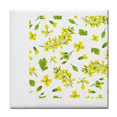 Yellow Flowers Tile Coaster by designsbymallika