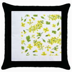 Yellow Flowers Throw Pillow Case (black) by designsbymallika