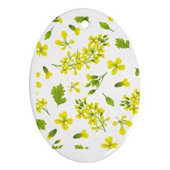 Yellow Flowers Oval Ornament (two Sides) by designsbymallika