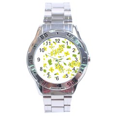 Yellow Flowers Stainless Steel Analogue Watch by designsbymallika