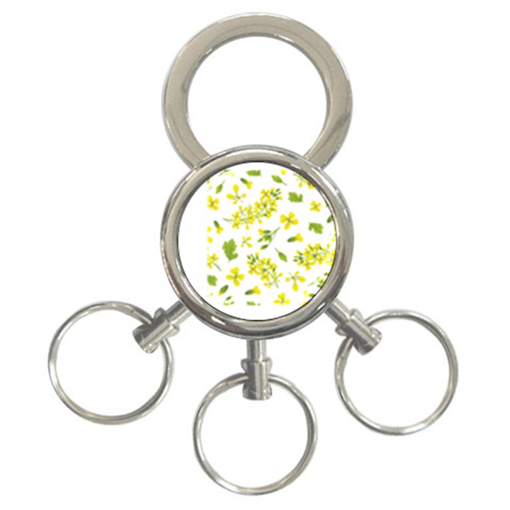 Yellow Flowers 3-Ring Key Chain