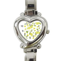 Yellow Flowers Heart Italian Charm Watch by designsbymallika